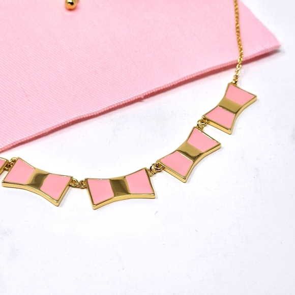 Kate Spade Necklace ♤ Bow Shop RowGold & Pink Bows Long Necklace